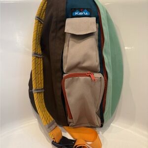 Kavu Multicolor Backpack with Yellow and Green Accents